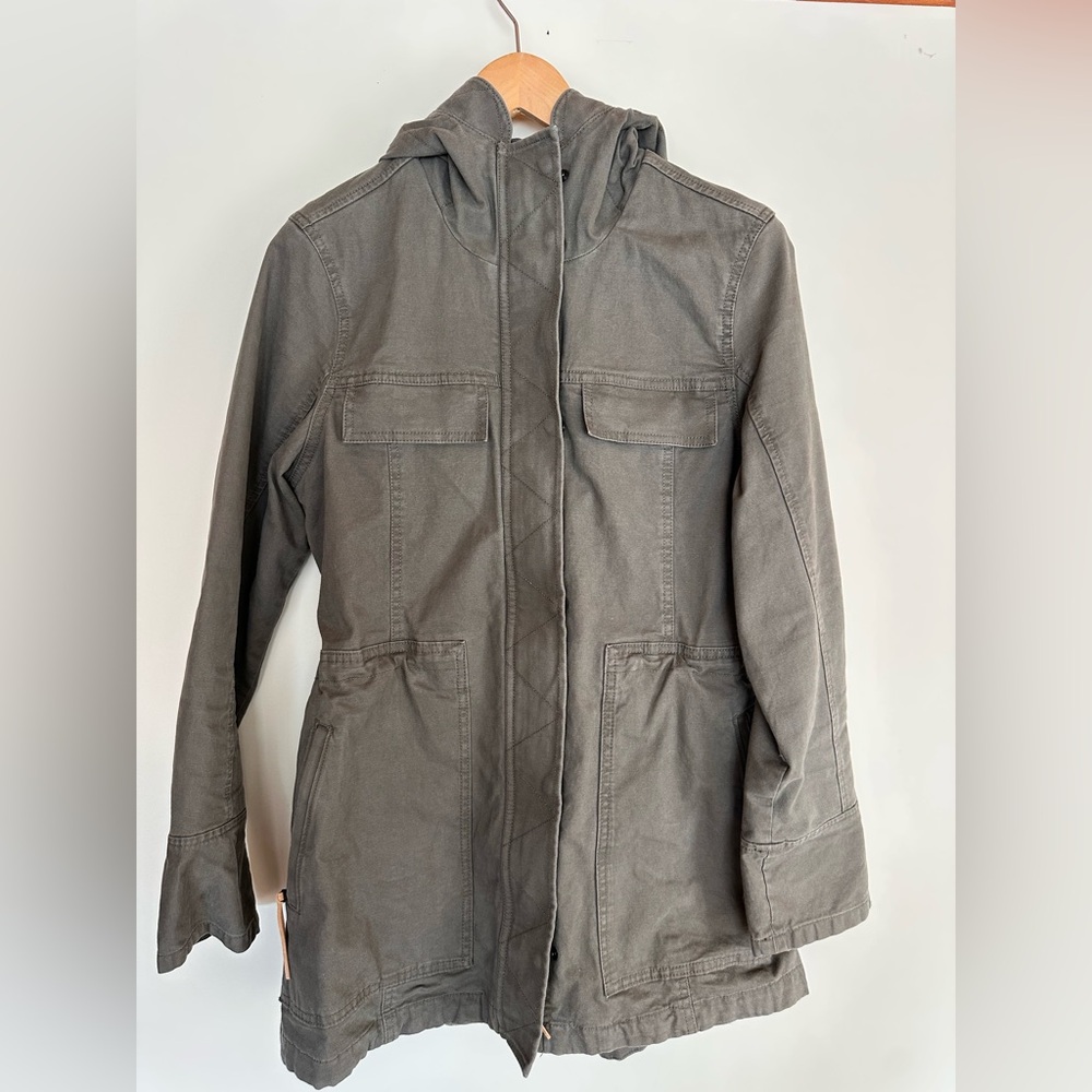 Women’s prAna Army Green Organic Cotton Hooded Full Zip Jacket SIZE SMALL